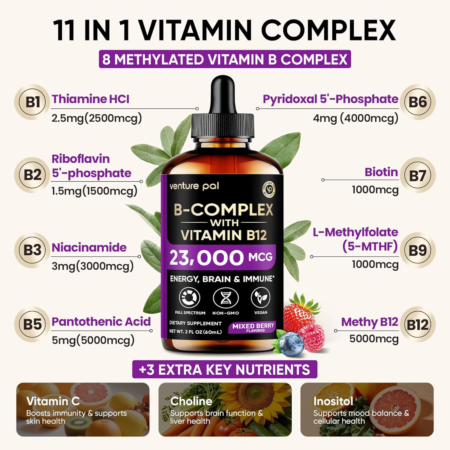 added choline and inositol for brain, liver, and neurotransmitter balance