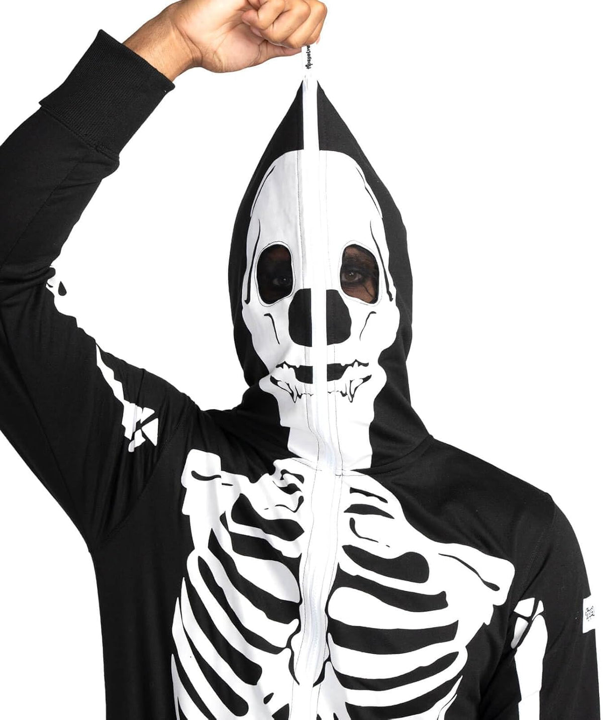 adult men's sizing and cut with hood for head and neck warmth during cold halloween nights