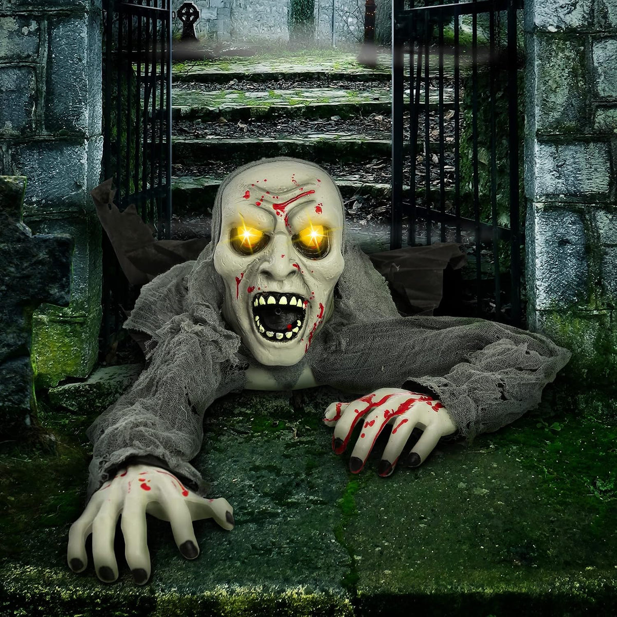 JOYIN 44-Inch Motion Zombie Prop – Standout Halloween Present for the Friend Who Goes All Out on Seasonal Decor