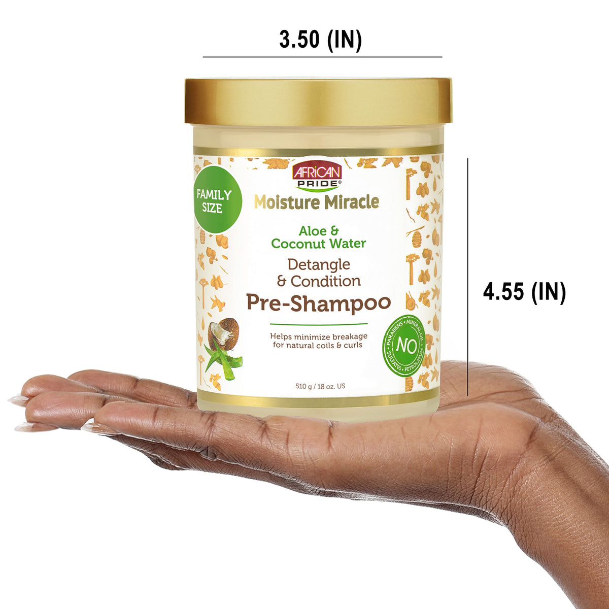 African Pride Moisture Miracle Pre-Poo – Mindful Hair Care for Coily and Curly Textures, Gentle Aloe Detangler for a Calming Shower Ritual