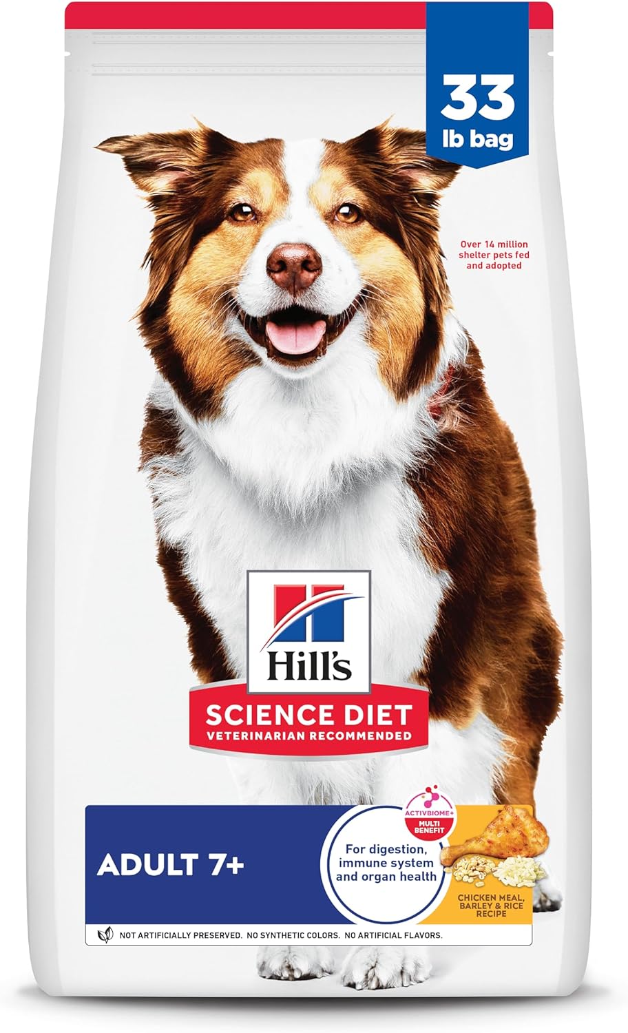 age-targeted 7+ formula with added l-carnitine, taurine, and beta-carotene for senior canine needs
