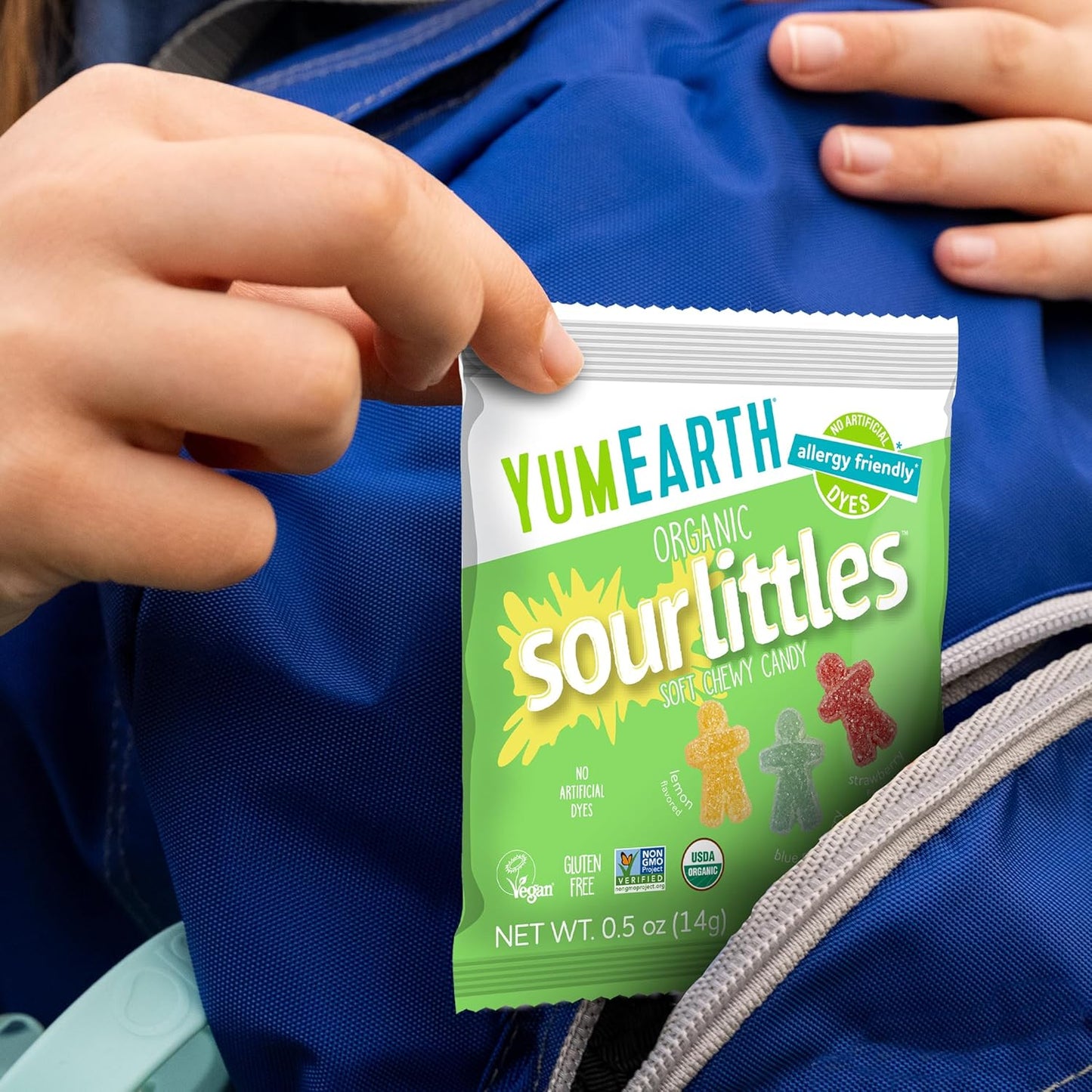 ages 3+ suitability and kosher, vegan, non-gmo certifications