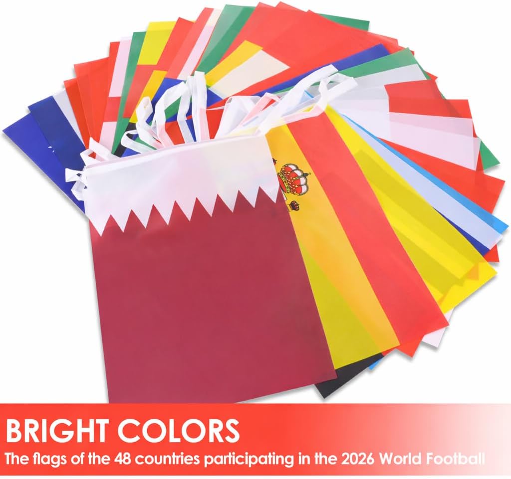 AhfuLife Global Flag Decoration – Double-Sided Polyester Bunting for Cozy Home Sports Viewing Spaces