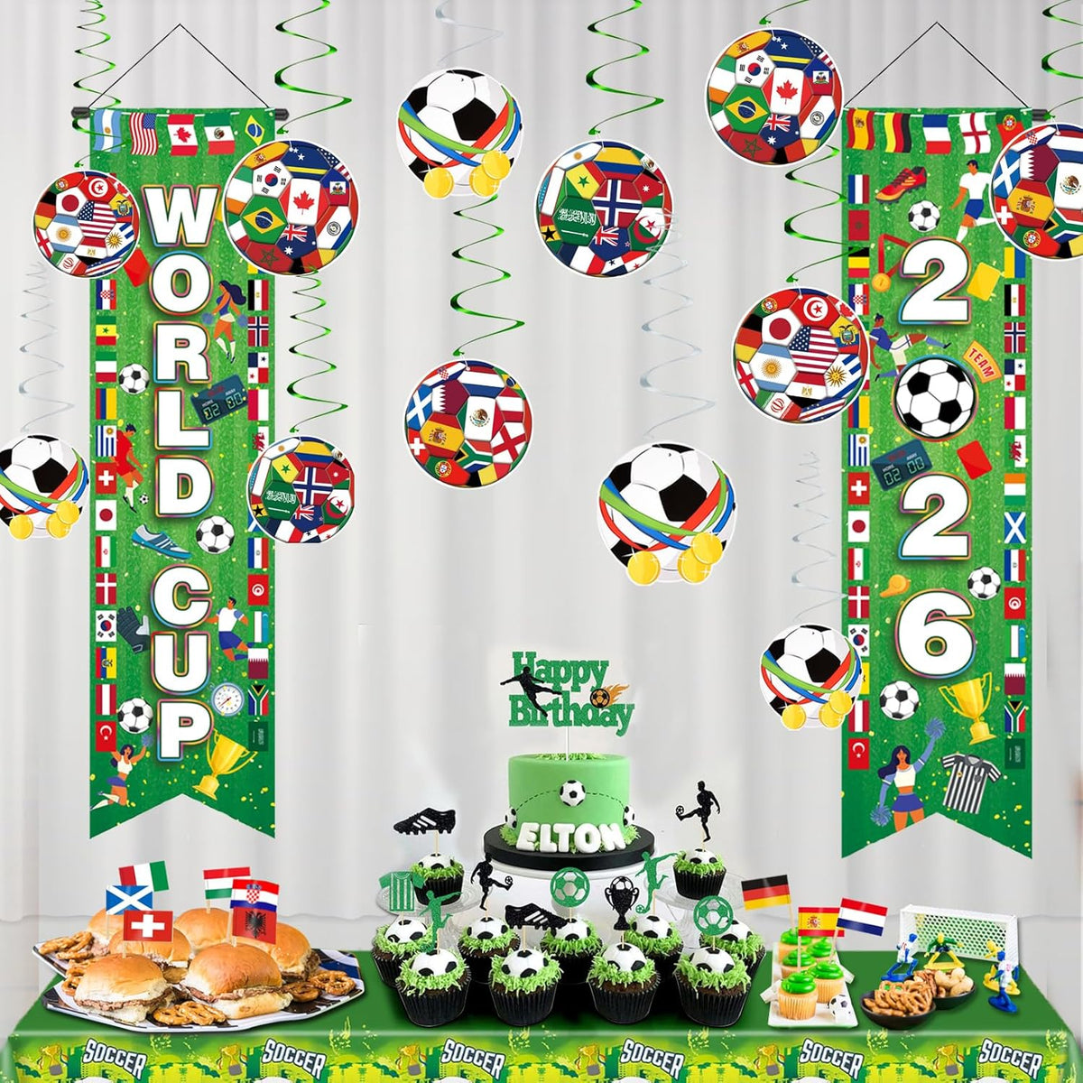 AhfuLife World Soccer Cup 2026 Hanging Couplet Set Thoughtful Housewarming and Holiday Gift for Sports Loving Hosts (Style 2)