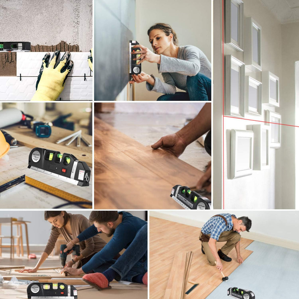AikTryee 3-in-1 Laser Leveler – Job Site Companion for Handymen and Light Contractors Needing Quick Measurements