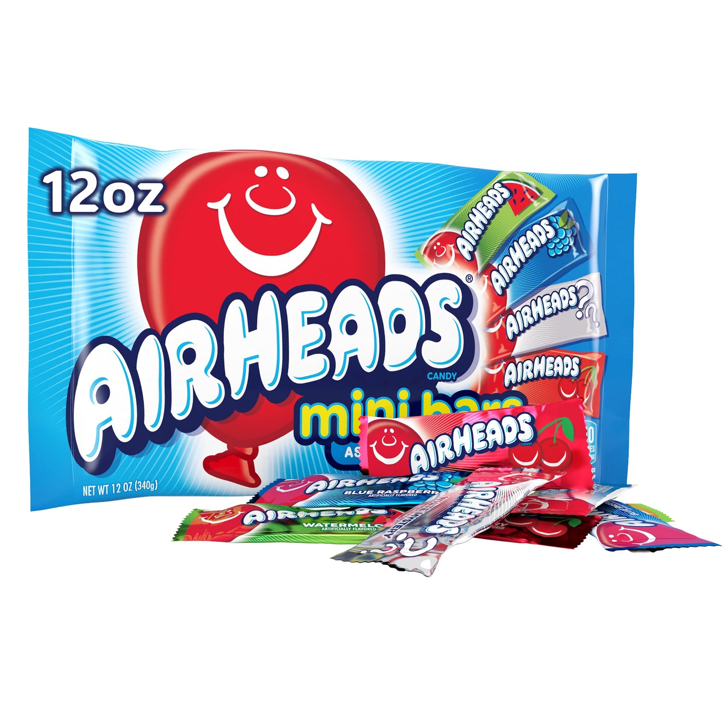 Airheads Candy, Variety Pack Individually Wrapped Mini Bars, Safe Allergy-Friendly Snack for Kids Lunchboxes and Birthday Parties, 12oz