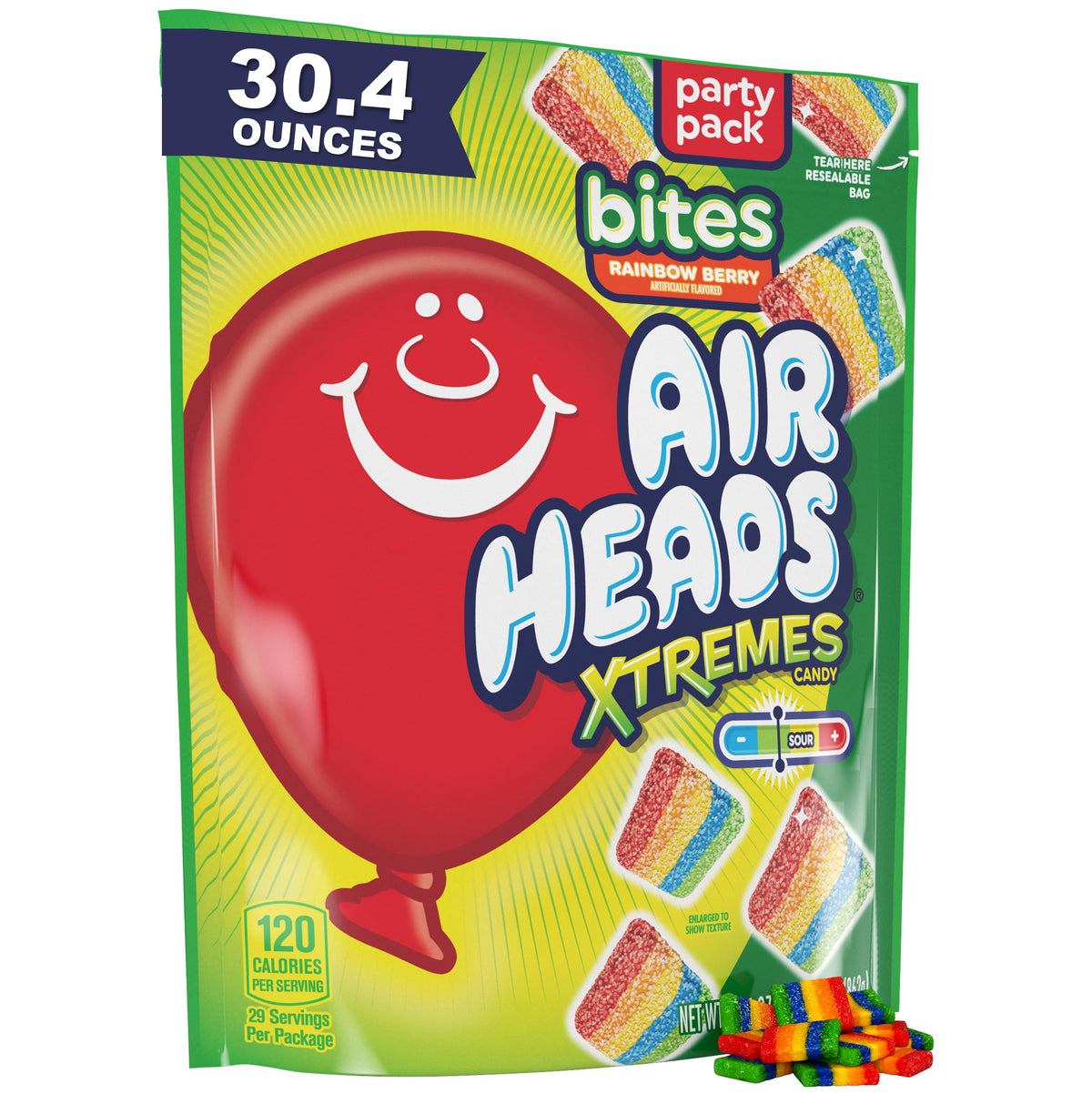 Airheads Xtremes Rainbow Berry Sour Candy Bites, 30.4 Ounce Bag – Individually Wrapped Peanut Free Snacks for Playdates and Birthday Goodie Bags