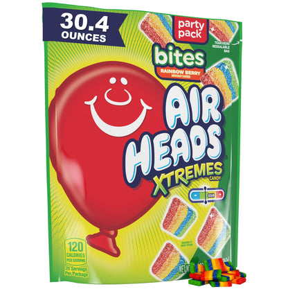 Airheads Xtremes Rainbow Berry Sour Candy Bites, 30.4 Ounce Bag – Individually Wrapped Peanut Free Snacks for Playdates and Birthday Goodie Bags