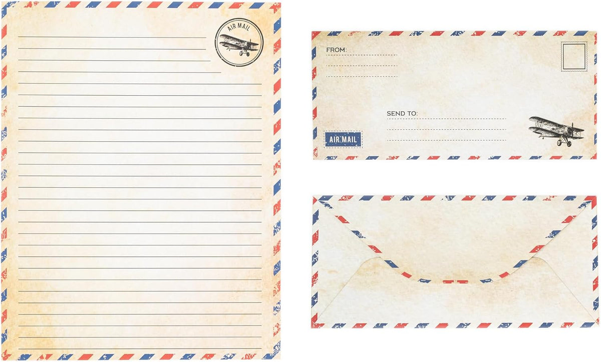 Airmail Letter Set – Grandparent Gift Set for Kids to Write to Grandma and Grandpa, Kid Friendly Stationery
