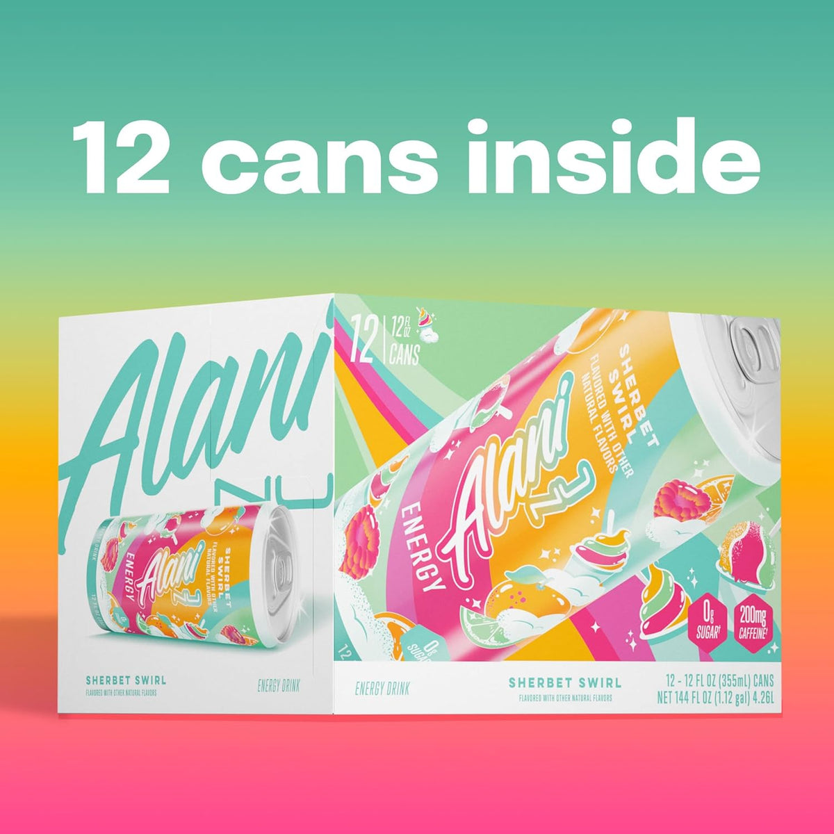 Alani Nu Sherbet Swirl Energy Drink – Clean Beauty Fridge Staple, Vegan Gluten-Free Afternoon Recharge for Her