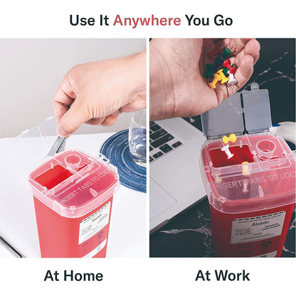 Alcedo Needle Disposal Container 1 Quart – Multi-Pack Sharps Bin for Travel Bags and Home Storage