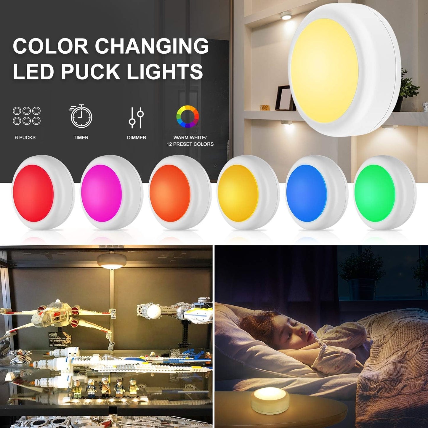 Alivation Remote-Controlled LED Puck Lights for Hallway and Living Room, Soft Warm White Accent Lighting to Elevate Home Decor