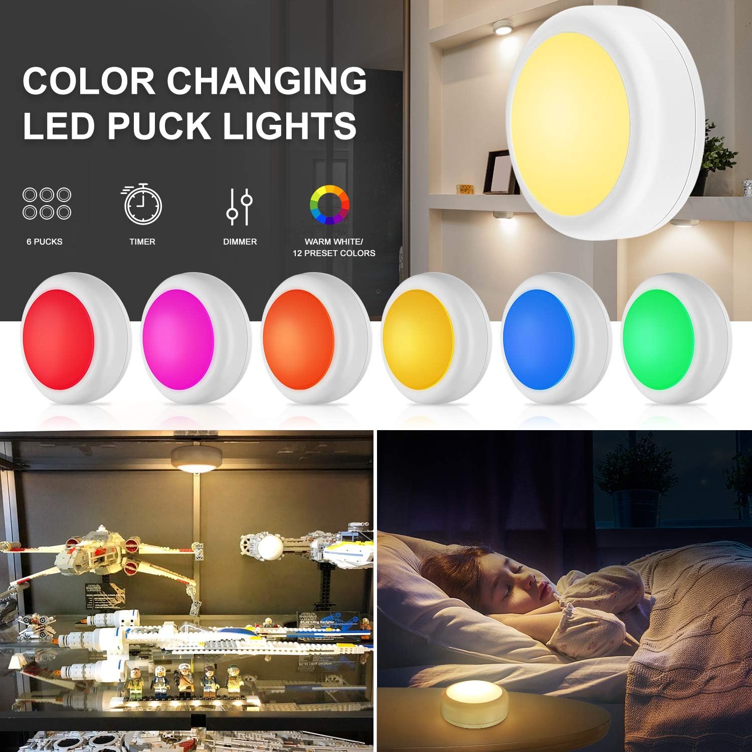 Alivation Remote-Controlled LED Puck Lights for Hallway and Living Room, Soft Warm White Accent Lighting to Elevate Home Decor