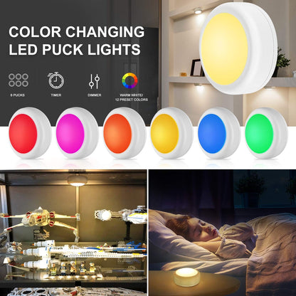 Alivation Remote-Controlled LED Puck Lights for Hallway and Living Room, Soft Warm White Accent Lighting to Elevate Home Decor