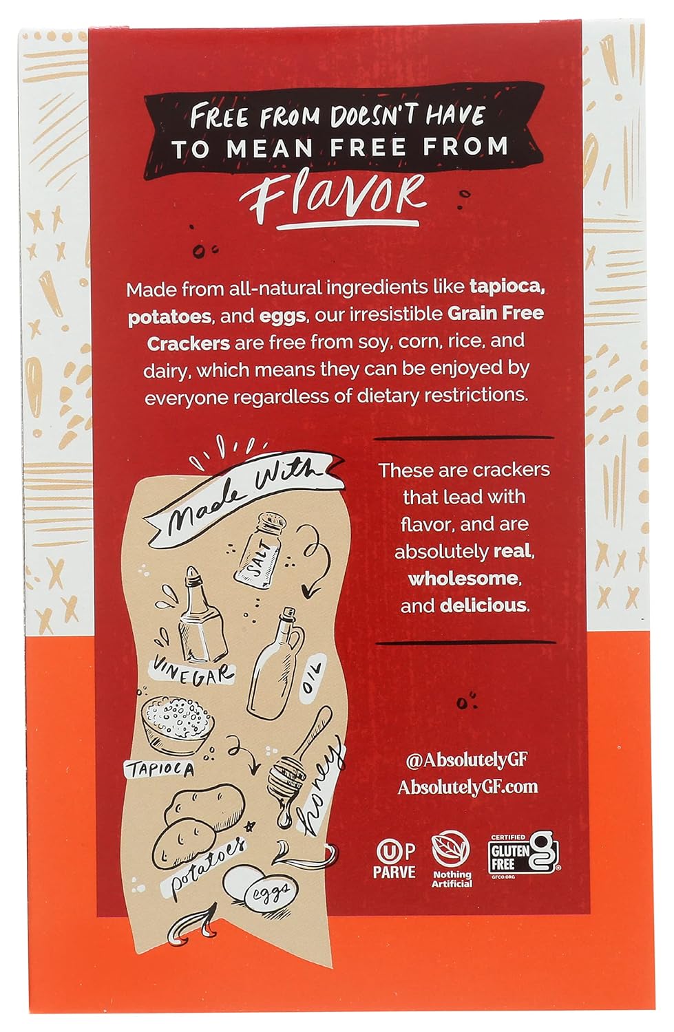 all natural ingredients: tapioca starch, potatoes, and eggs