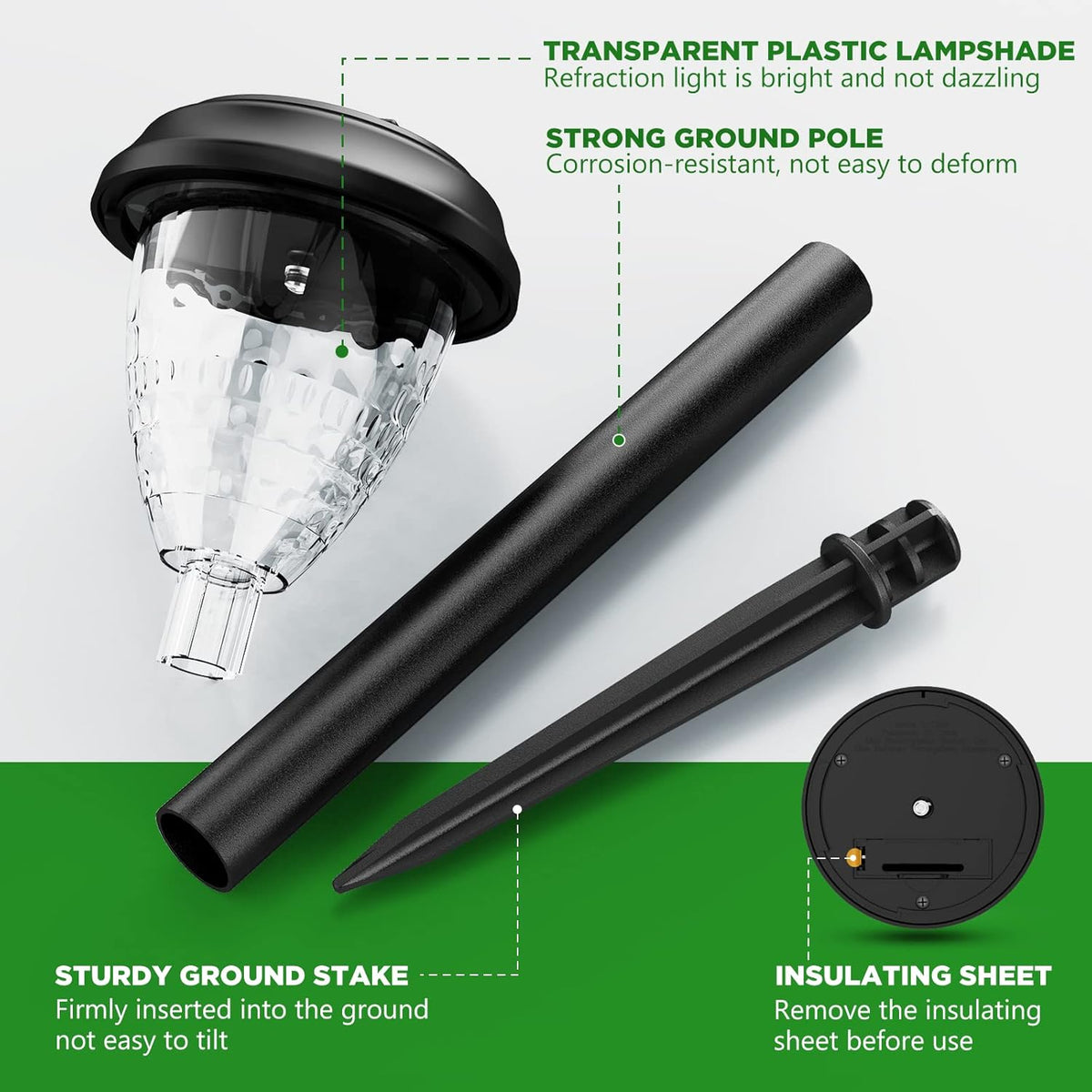 All-Weather Solar Landscape Lights for Campsite and Patio, 12-Hour Dusk to Dawn Garden Path Lighting
