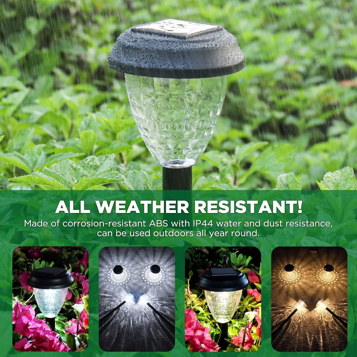 All-Weather Solar Landscape Lights for Campsite and Patio, 12-Hour Dusk to Dawn Garden Path Lighting