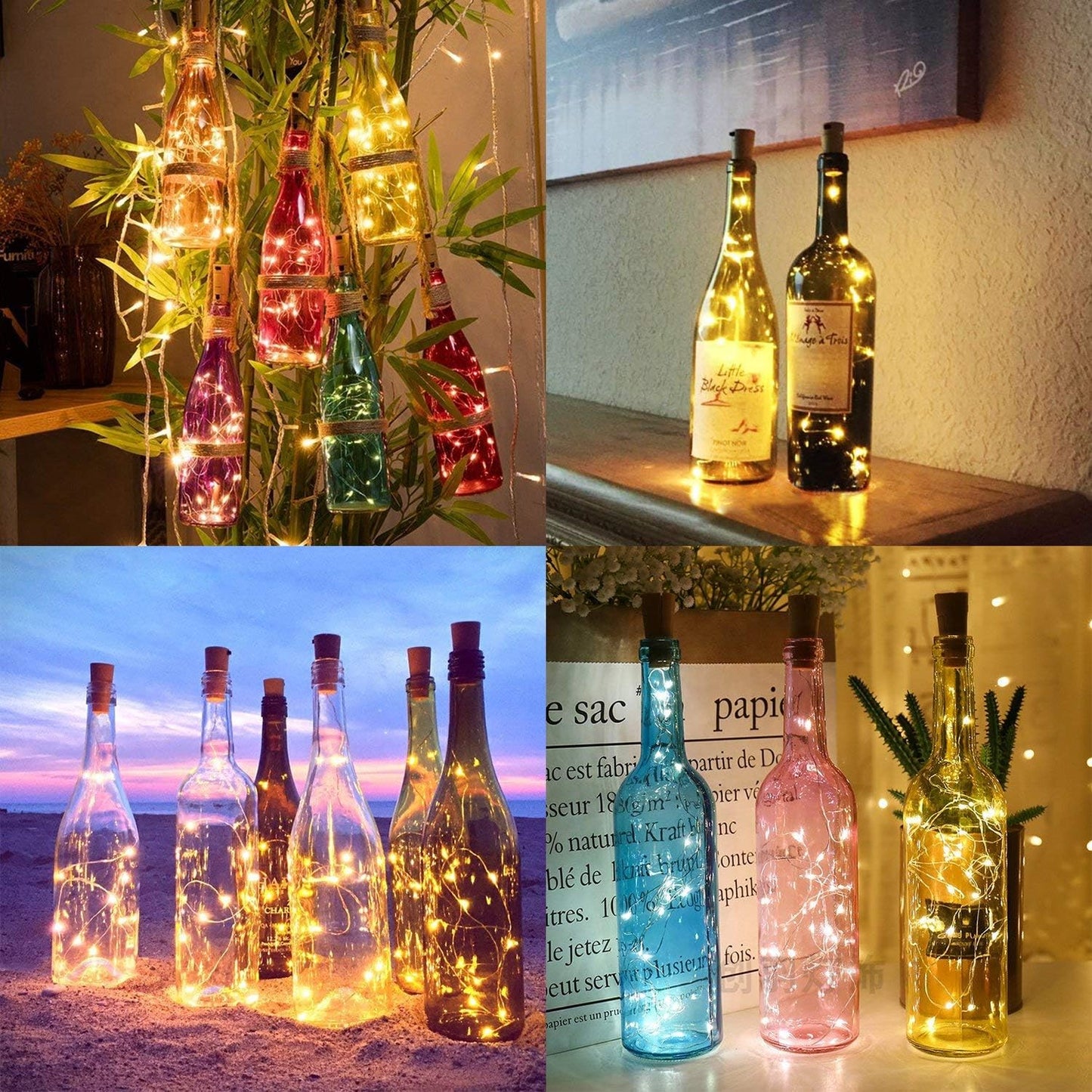 Aluan Mini Fairy Lights for Empty Bottles 10 Pack – Soft Warm Accent Lighting for Bedroom, Kitchen Counter and Entryway