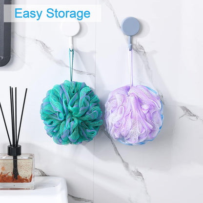 AmazerBath Hanging Loofah Sponge Bundle – Uncluttered Shower Storage Solution with Built-In Drying Loop