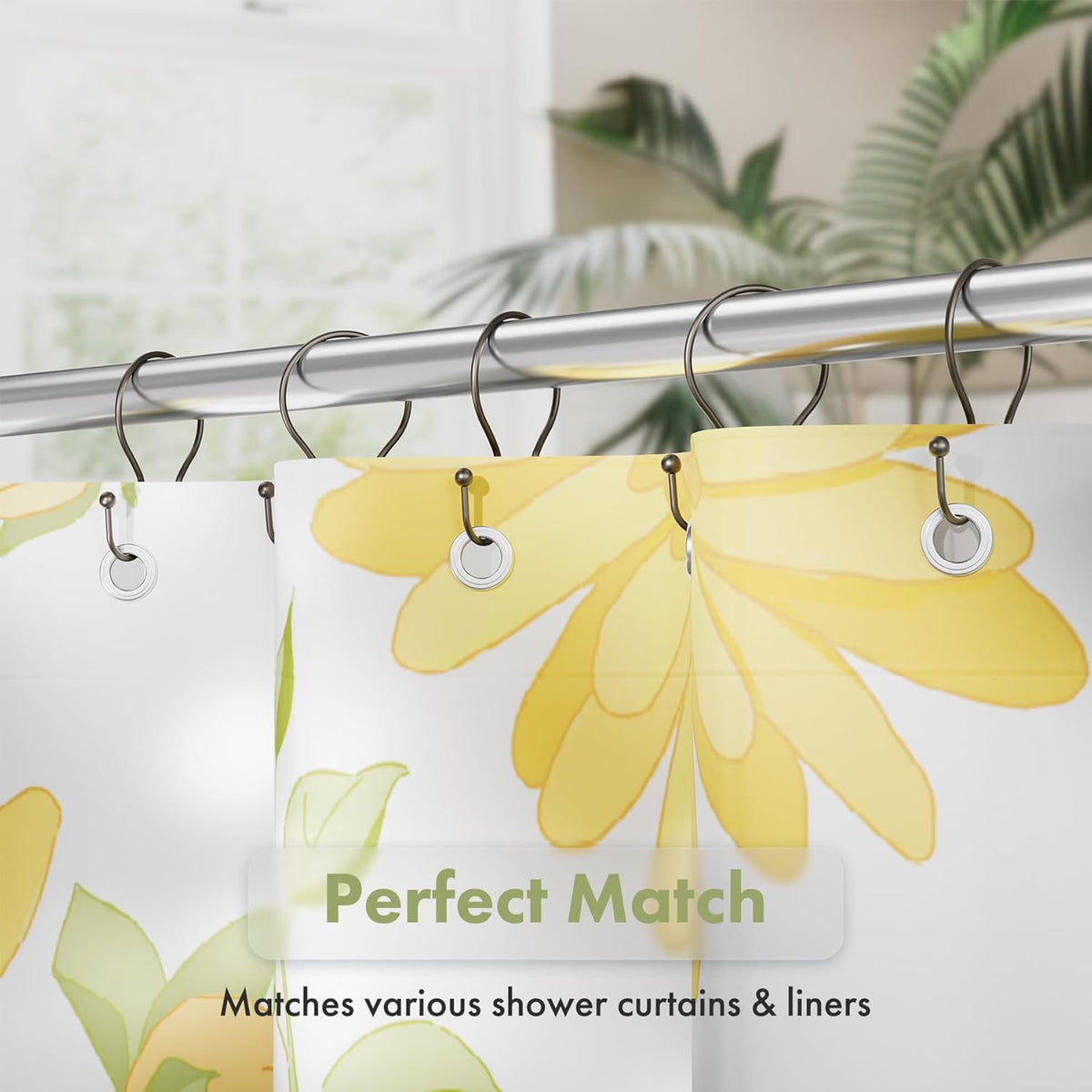 AmazerBath Shower Curtain Hooks Black Double Hook – Designer Bathroom Hardware Refresh, 12-Piece Set Matches Faucets and Towel Bars
