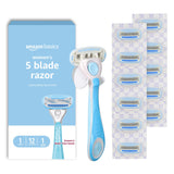 Amazon Basics Hypoallergenic Women's Razor Set – Calming Bath Time Shave with Vitamin E Moisturizing Strip