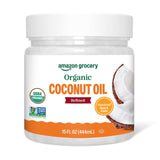 Amazon Grocery, Organic Refined Coconut Oil, 15 Fl Oz – Neutral-Flavor Cooking Oil for Uncluttered Kitchens