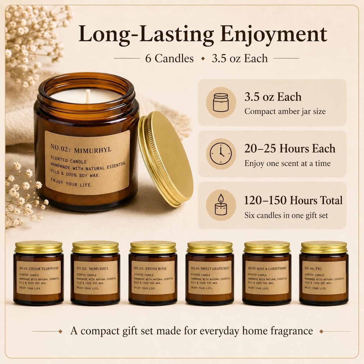 amber glass jar containers (2.4" x 2.5") that double as reusable home decor after use