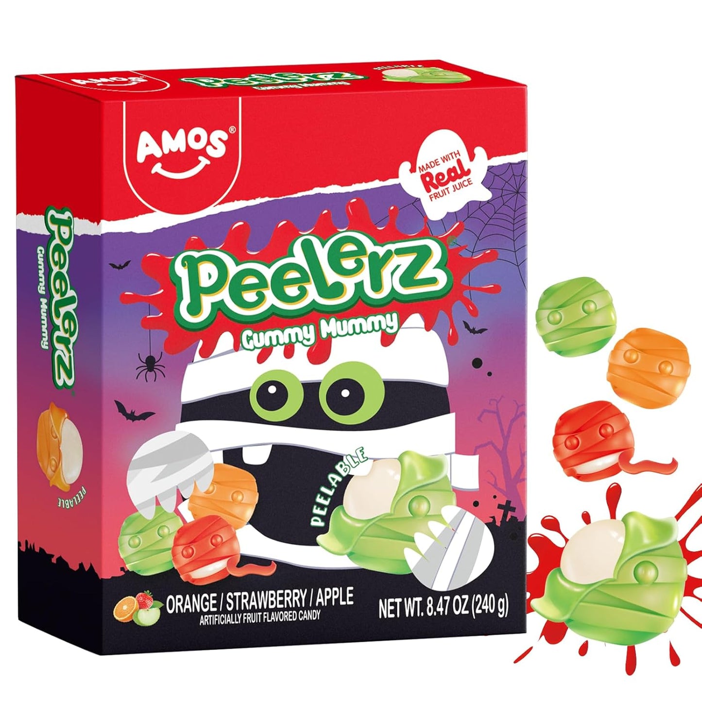 Amos 4D Body Parts Gummy Candy – Individually Wrapped Halloween Treats Safe for Trick-or-Treaters, Classroom Party Favors