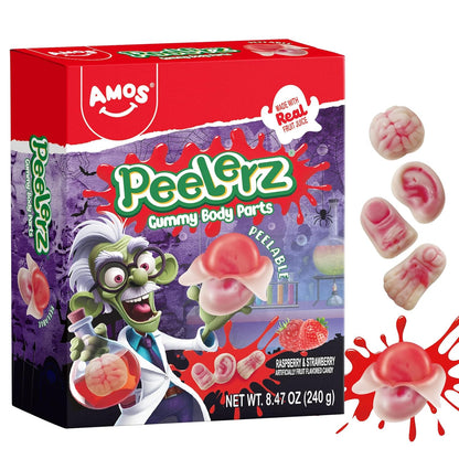 Amos 4D Body Parts Gummy Candy – Individually Wrapped Halloween Treats Safe for Trick-or-Treaters, Classroom Party Favors