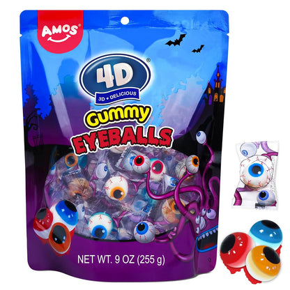 Amos 4D Body Parts Gummy Candy – Individually Wrapped Halloween Treats Safe for Trick-or-Treaters, Classroom Party Favors