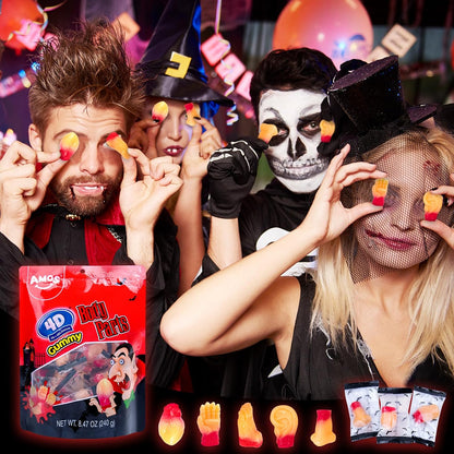 Amos 4D Body Parts Gummy Candy – Individually Wrapped Halloween Treats Safe for Trick-or-Treaters, Classroom Party Favors