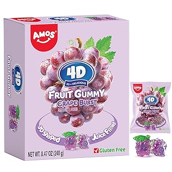 AMOS 4D Gummy Candy Grape Burst – Edible Decor for Dessert Platter and Charcuterie Board Party Display
