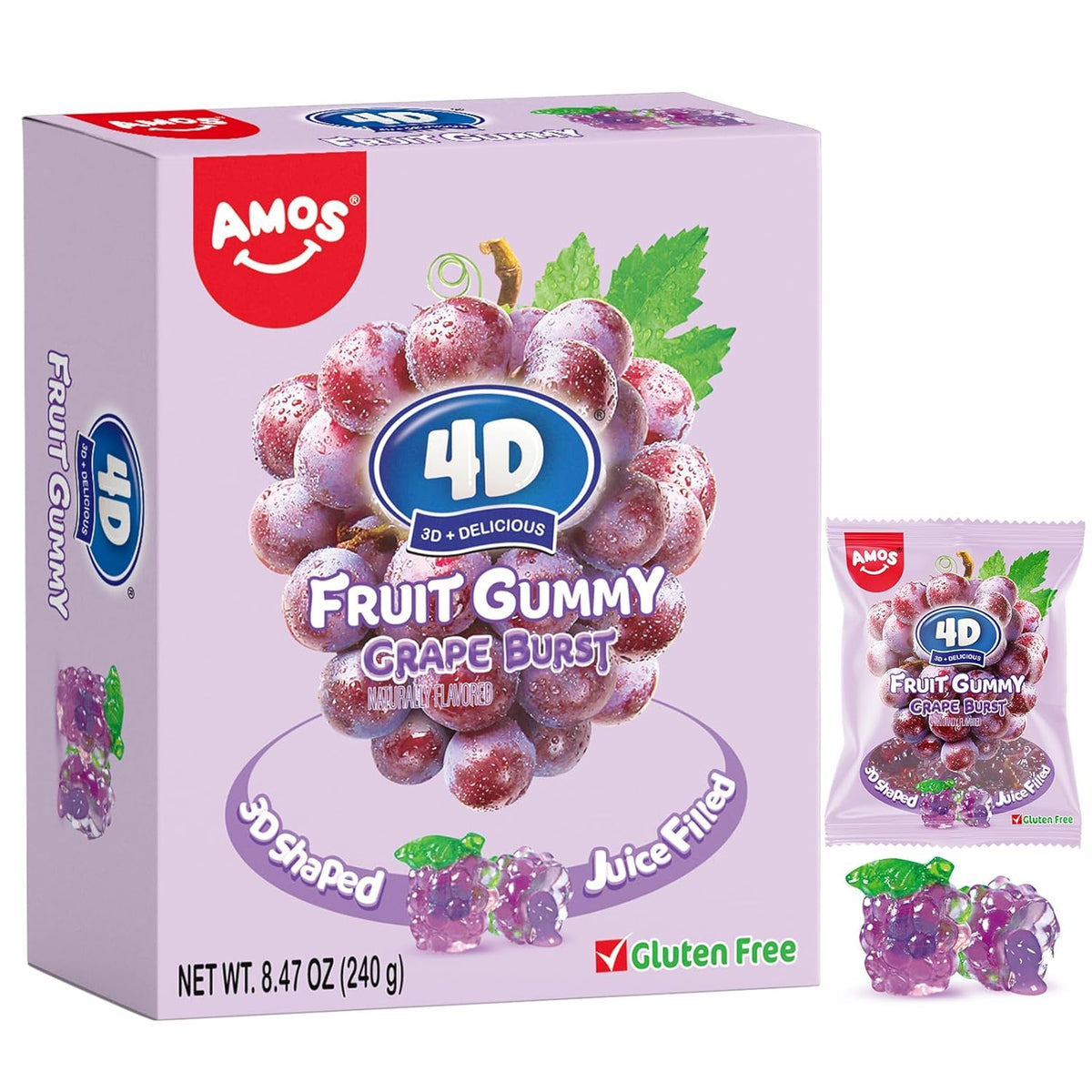 AMOS 4D Gummy Candy Grape Burst – Edible Decor for Dessert Platter and Charcuterie Board Party Display
