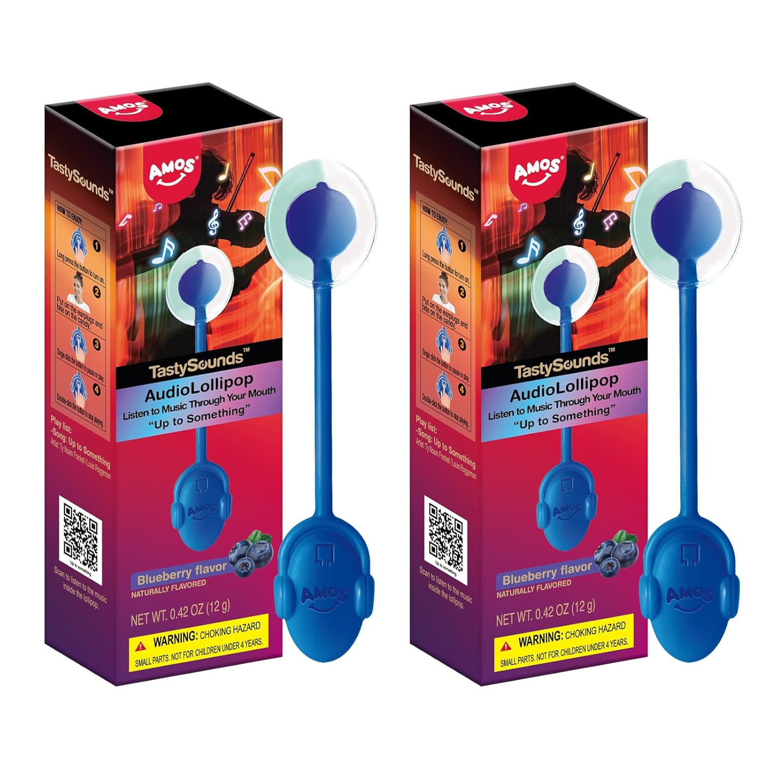 Amos Music Lollipop Candy – Diabetic-Friendly Snack Drawer Treat, Sugar-Free Xylitol Singing Lollipop
