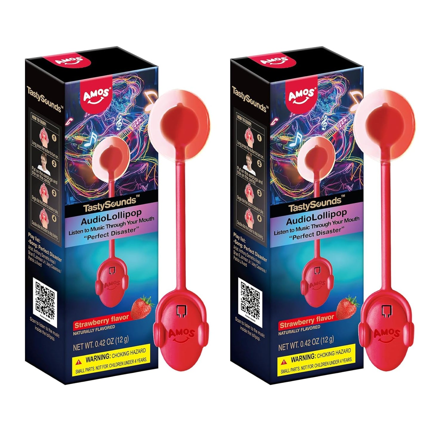 Amos Music Lollipop Candy – Diabetic-Friendly Snack Drawer Treat, Sugar-Free Xylitol Singing Lollipop
