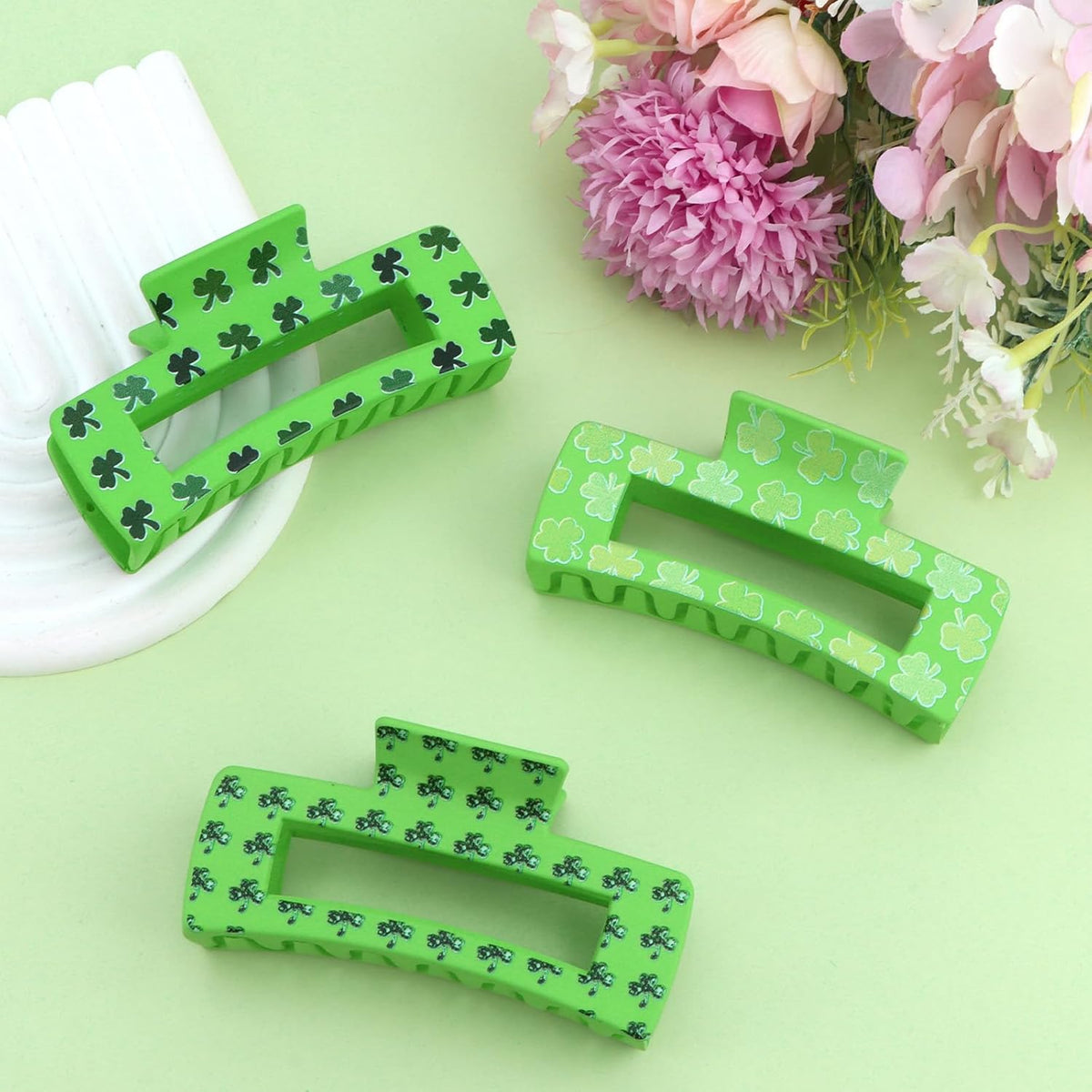 ANBALA St Patricks Day Hair Clips for Girls – Safe Lightweight Shamrock Claws for School Parties