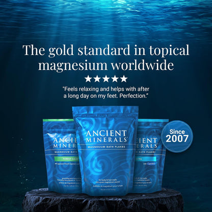 Ancient Minerals Magnesium Bath Flakes – Sophisticated Magnesium Soak Inspired by Ancient Seabed Purity, 8 lb Pouch