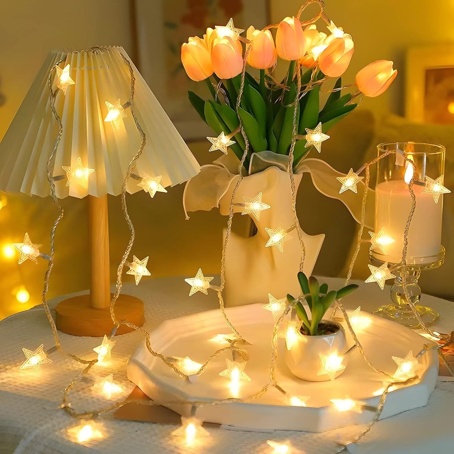 ANJAYLIA Star-Shaped String Lights – Holiday Gift for Her, Indoor Christmas and Bedroom Ambiance