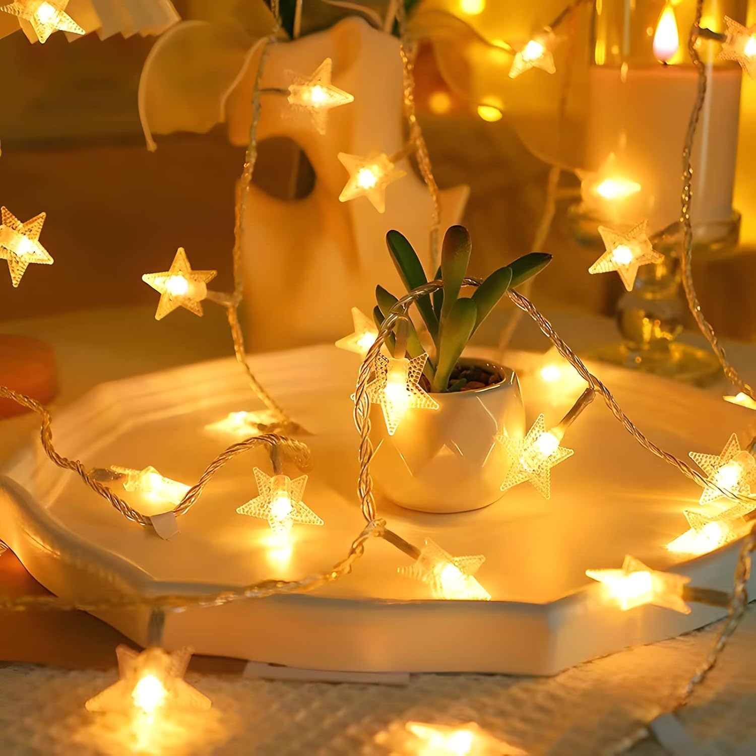 ANJAYLIA Star-Shaped String Lights – Holiday Gift for Her, Indoor Christmas and Bedroom Ambiance