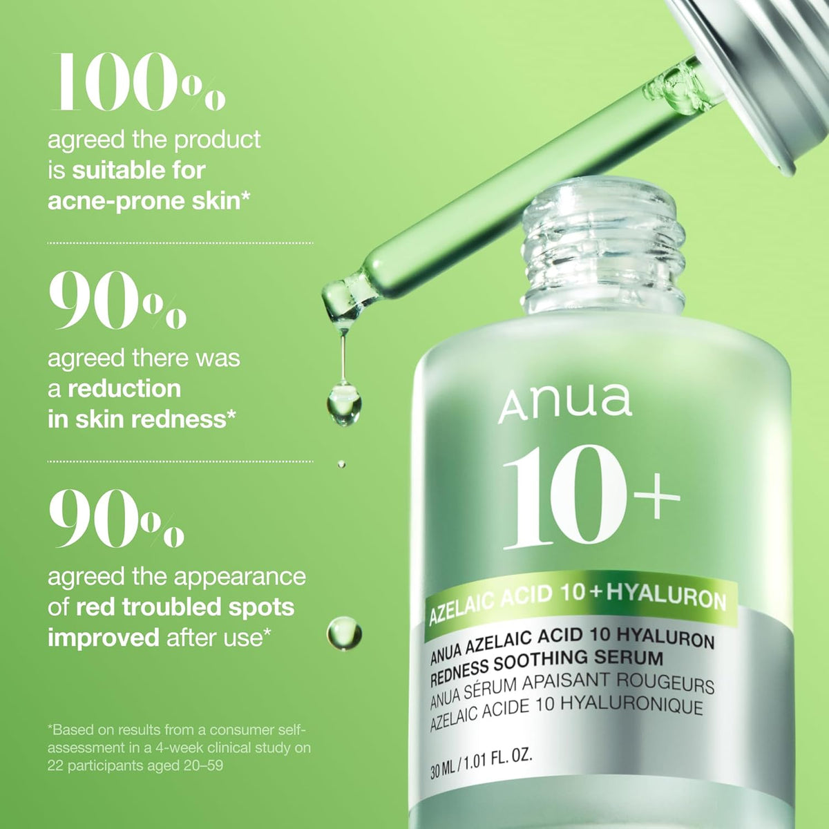 Anua Azelaic Acid 10 Hyaluron Redness Soothing Serum – Self-Care Holiday Gift for Mom With Sensitive or Blemish-Prone Skin
