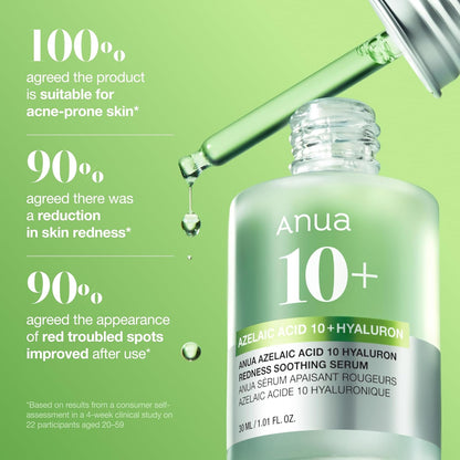 Anua Azelaic Acid 10 Hyaluron Redness Soothing Serum – Self-Care Holiday Gift for Mom With Sensitive or Blemish-Prone Skin