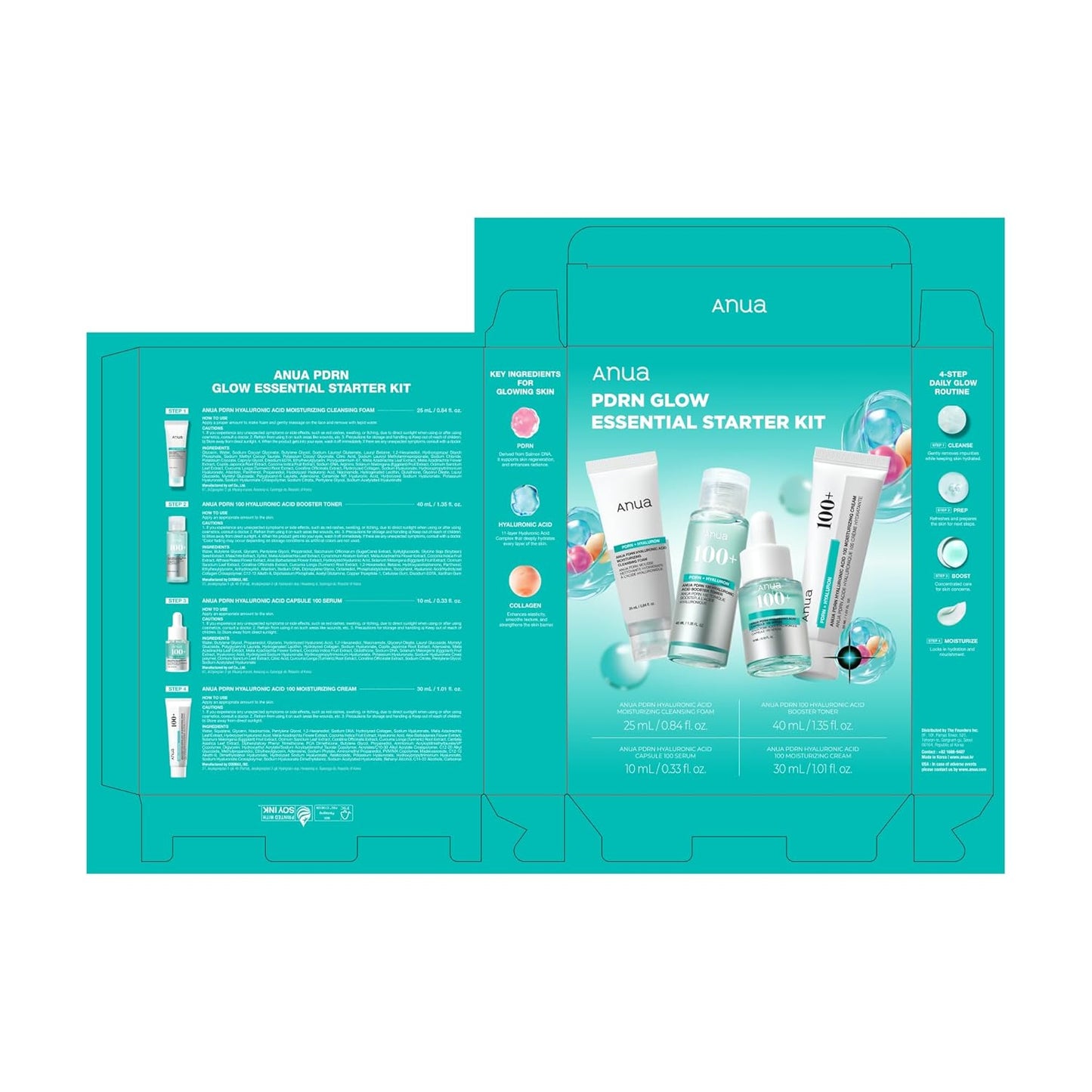 Anua Compact PDRN Glow Kit – Lightweight Skincare Set Perfect for Travel Bags & Carry-On Luggage