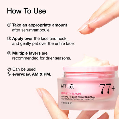 ANUA Peach Niacinamide Cream – Bedtime Ritual Moisturizer with Fermented Peach for Restorative Hydration