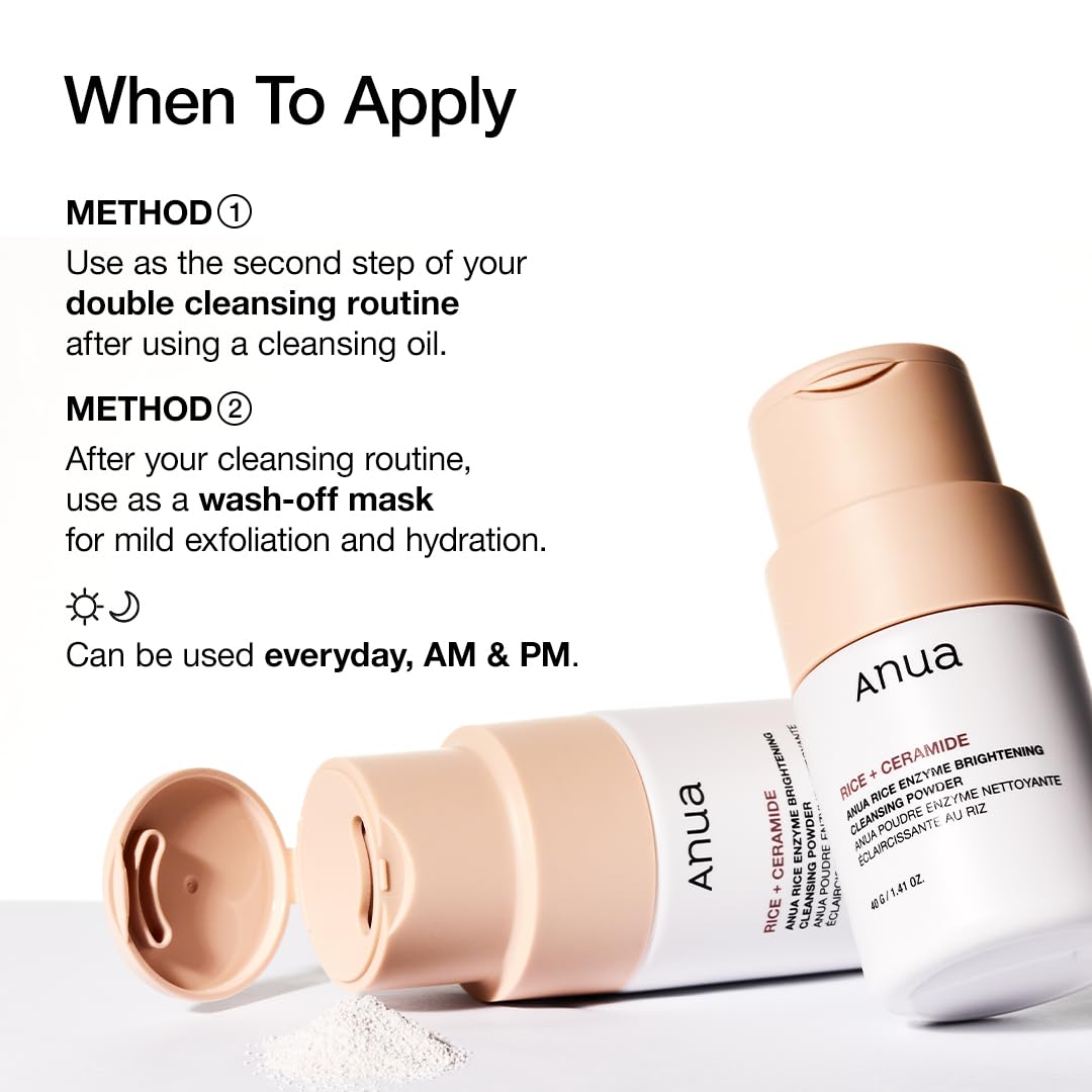 ANUA Rice Enzyme Brightening Cleansing Powder – Calming Powder-to-Foam Treatment for Daily Wellbeing Ritual