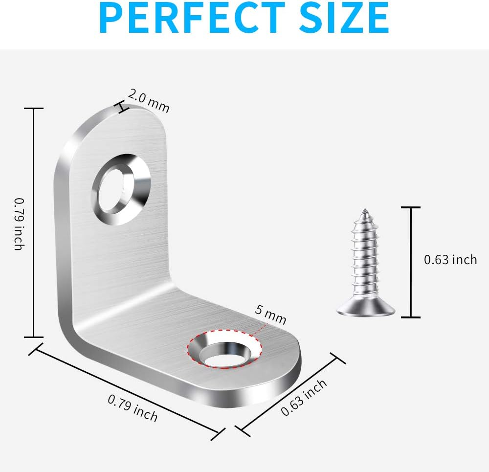 AODLANA Metal Corner Bracket Set – Holiday Gift for Crafters, Brushed Stainless Hardware for Wood Projects