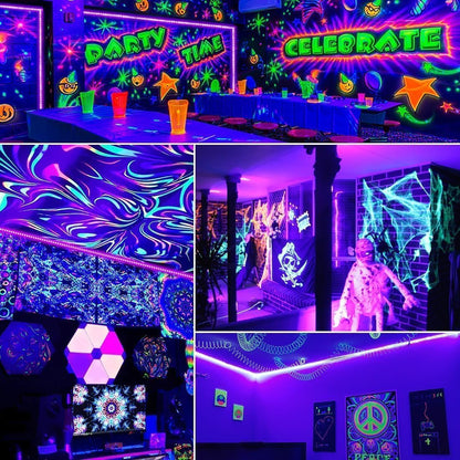 Aogiftr Smokeless Blacklight Strip 12V – Clean Air UV Party Lighting Alternative to Flame and Fog Effects