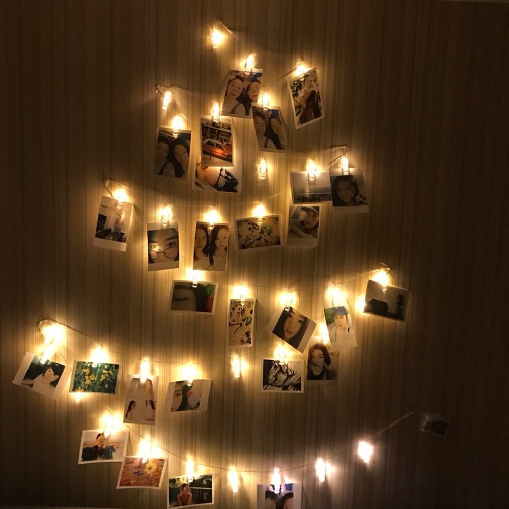 AOSTAR LED Photo Clip Fairy Lights – Romantic Ambiance for Master Bedroom, 10FT Battery Powered