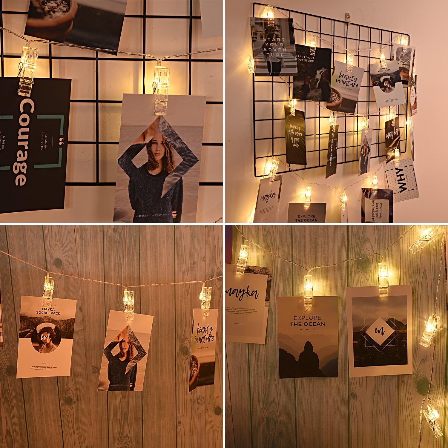 AOSTAR LED Photo Clip Fairy Lights – Romantic Ambiance for Master Bedroom, 10FT Battery Powered