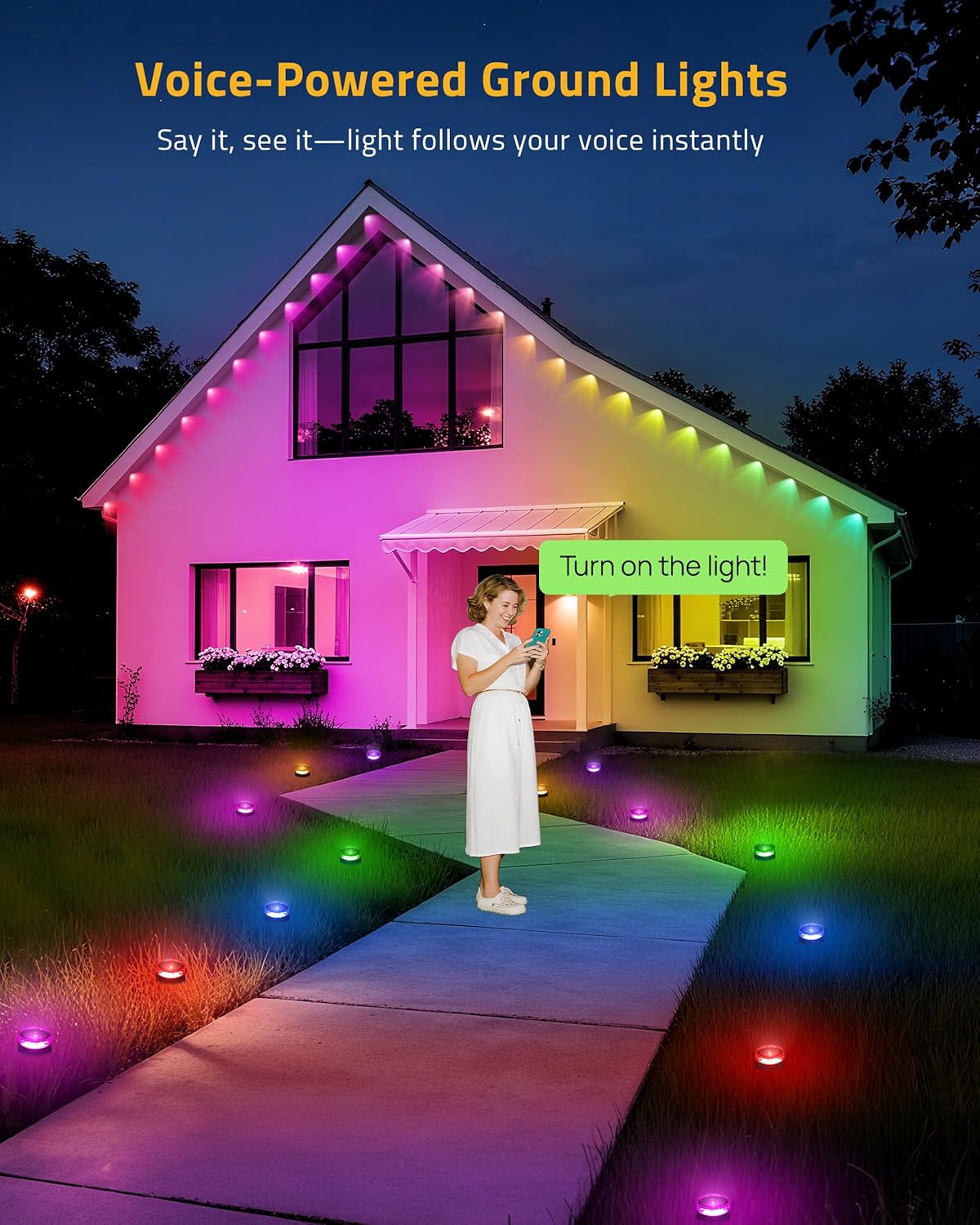Aoycocr Sleek Pathway String – Streamlined 50FT Outdoor Lighting with Effortless App Control