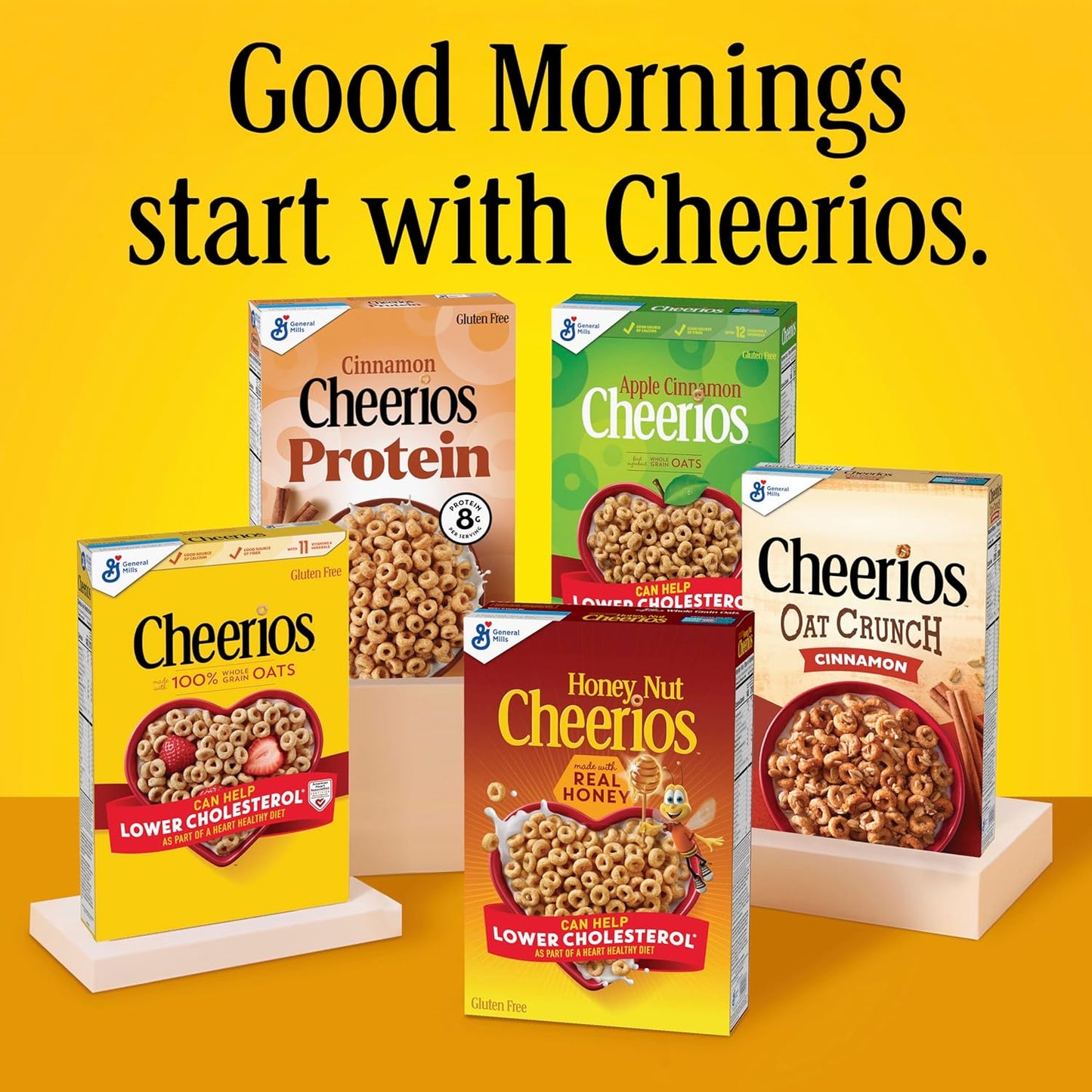 Apple Cinnamon Cheerios, Gluten Free Oat Cereal with 12 Vitamins and Minerals, Heart Smart Daily Breakfast Bowl